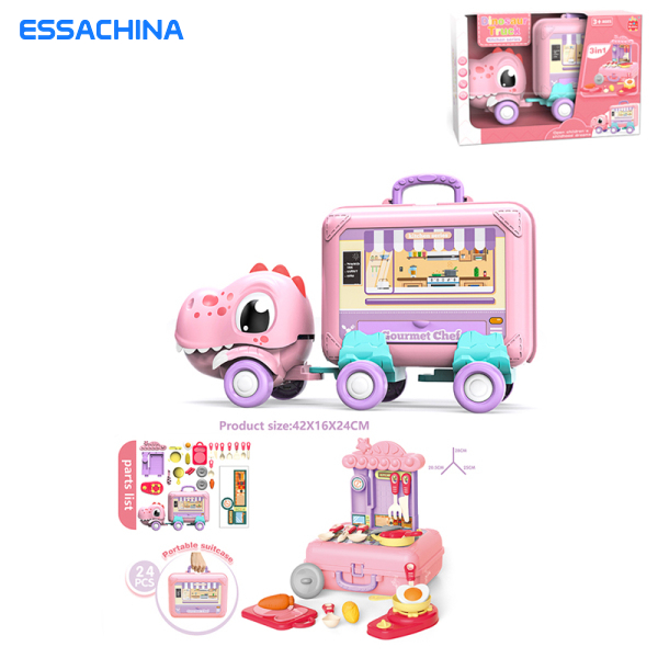 🦕 Introducing the Pink Dinosaur Inertia Truck with Kitchenware Cover - Cute Version! 🌈🚚 Made from solid color plastic, this adorable toy brings joy and imagination to playtime! Perfect for little explorers and dinosaur lovers. #ToyIndustry #Export #InertiaTruck #DinosaurToy