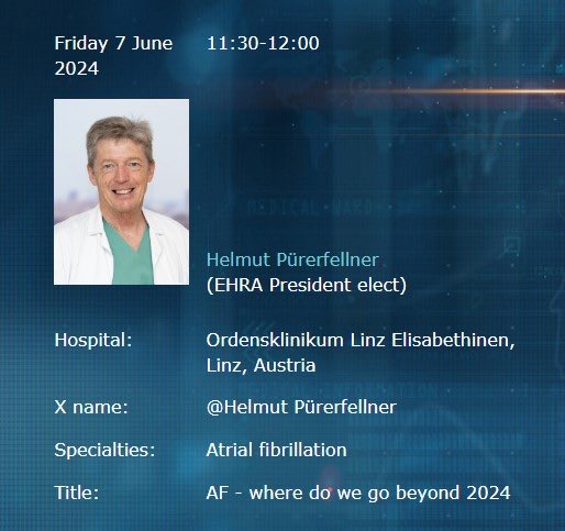 #AtrialSignals2024 Don’t miss our KEY NOTE speaker Helmut Pürerfellner: Where do we go beyond 2024? Abstract deadline 9 May! Register NOW! atrialsignals.nl @Dominik_Linz, @EHRAPresident, @CARIMMaastricht, @kvernooy, @DGK_org, @dzhk_germany, @YoungDZHK, @purerfellner