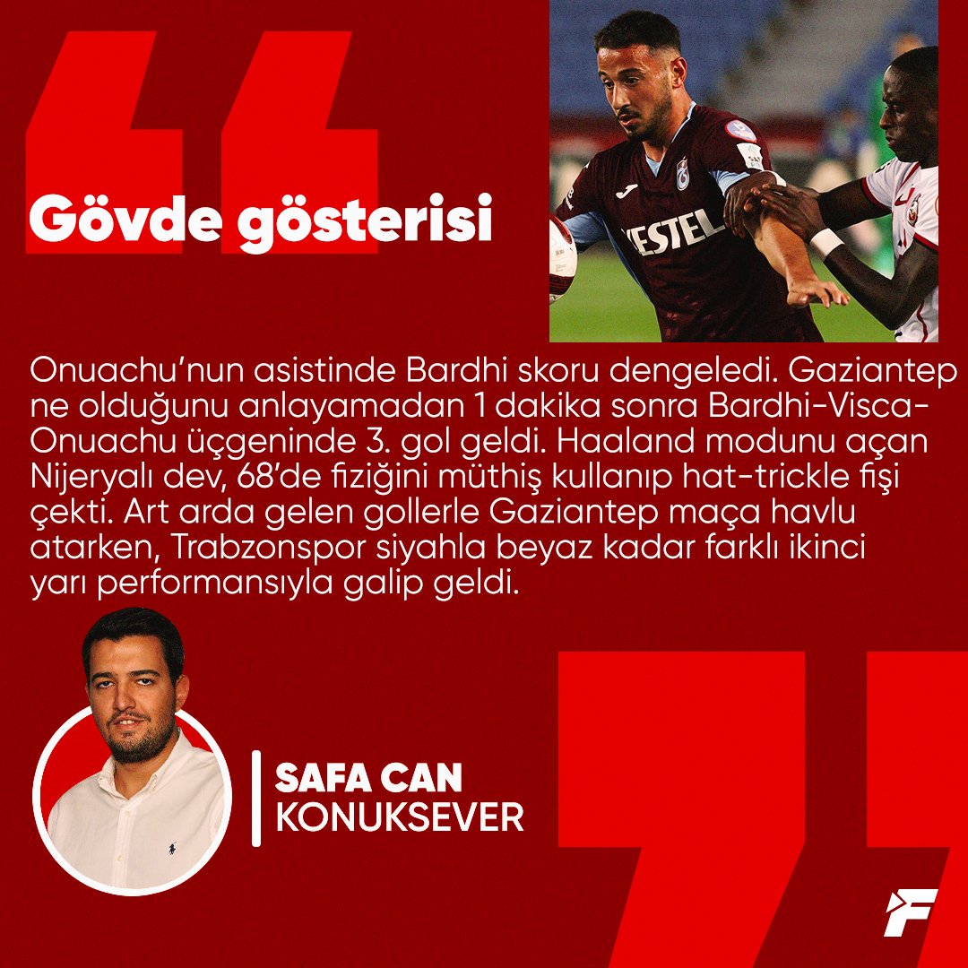 ✍️ @SafacanK: Gelecek sezonun planlamasına erken başlayan ve şimdiden ön anlaşmalar yapan Trabzonspor’da, öncelikli konu; kesinlikle Onuachu’nun takımda kalması olmalı. Gerekirse dev forvet için takım maliyetini dengelemek adına 2 transfer az yapılmalı ama mutlaka tutulmalı. 🔗…