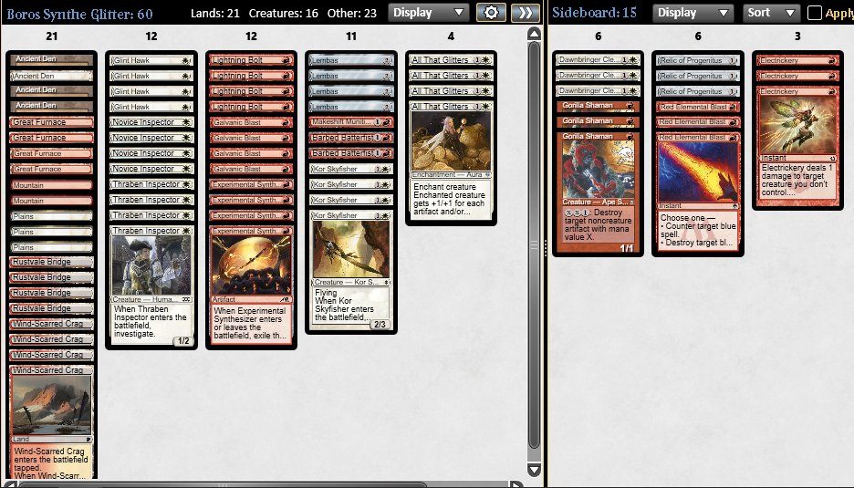 Split 🏆 with Boros Synth, faced 3 mirrors lol. Wanted to try the new desert but forgot to put it and just went with the good'ol classic list. @PauperDecklists #mtgpauper