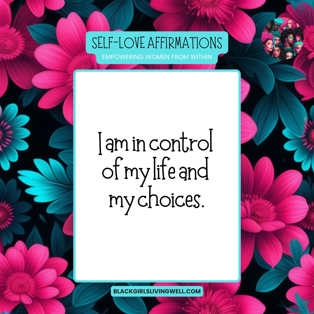 WeGotThisPPL's tweet photo. I am in control of my life and my choices.πΊ Self-Love Affirmation of the Week #affirmation #positiveaffirmation #BlackWomen #Blackwoman #BlackTwitter #BlackTiktok #mentalhealth #selflove #selfloveaffirmation #blackgirlsrock #blackgirlmagic #trending #viral #fyp #BGLW https://t.co/6EE3ccCbWi