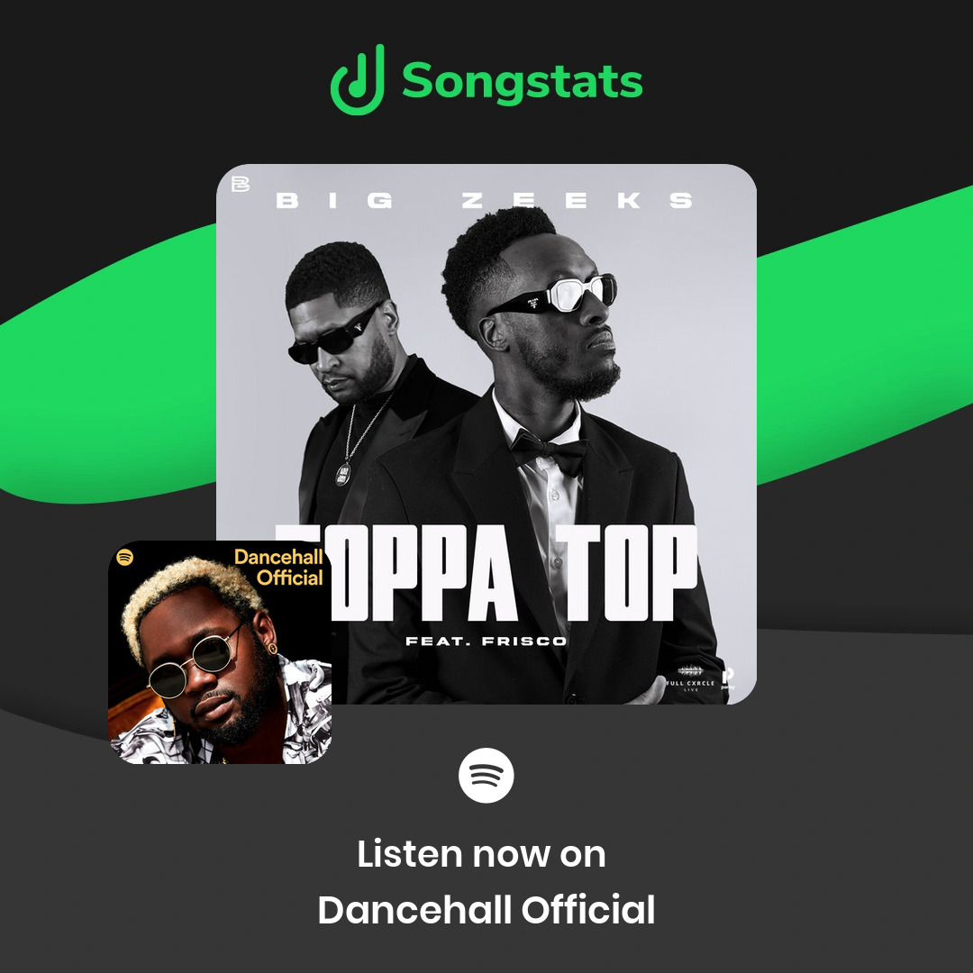 @_bigzeeks Your track 'Toppa Top' was added to the editorial playlist 'Dancehall Official' with over 1.36M Followers on Spotify! See all your stats on the Songstats App.