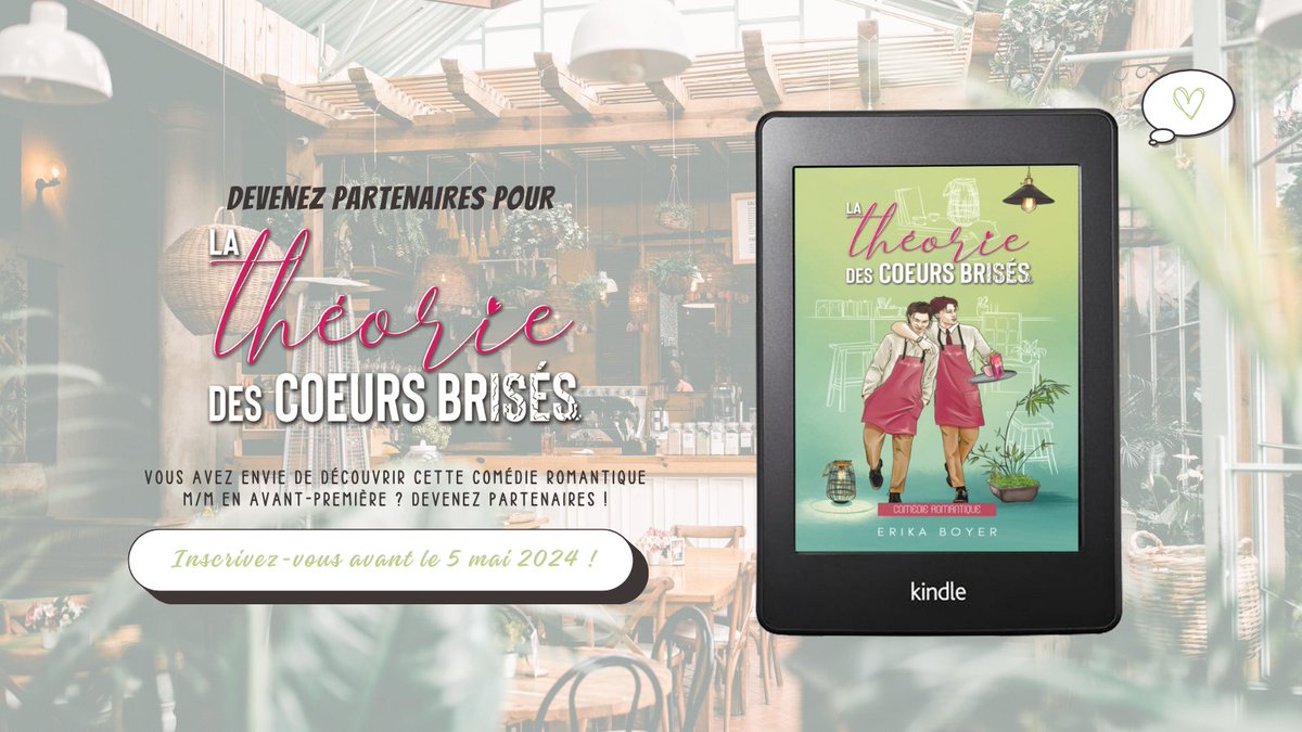 📣 Si vous avez envie de découvrir 'La théorie des coeurs brisés' en avant-première (sortie prévue le 22 mai), devenez partenaires ! Jude et Alec n'attendent que vous ♡ ↝ wp.me/p8ELJt-3rD