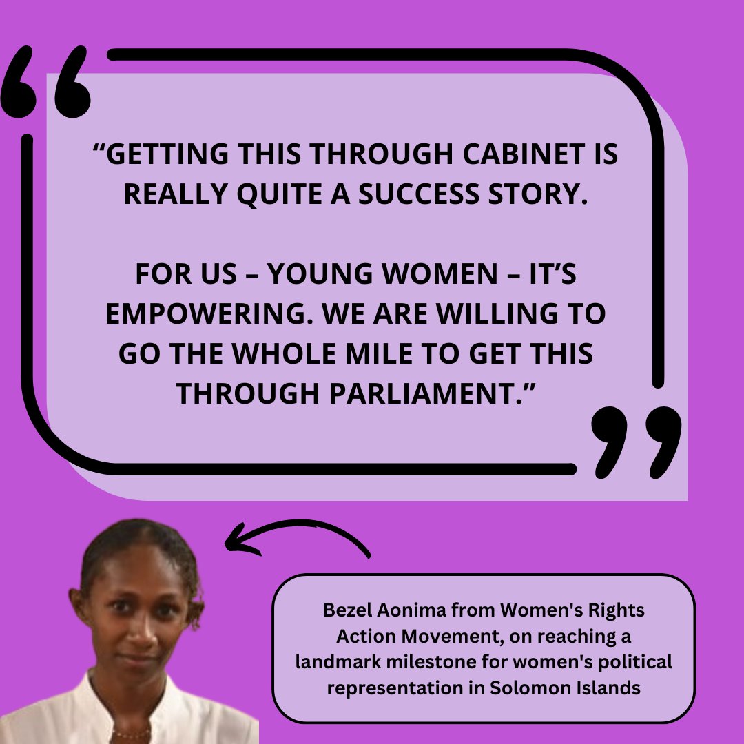 When #SolomonIslands went to the polls this month, just 6% of candidates were women. But thanks to the tireless advocacy of women’s rights campaigners, this could soon change. Read more about WRAM’s incredible campaign to secure #TemporarySpecialMeasures: loom.ly/5_4VWQM