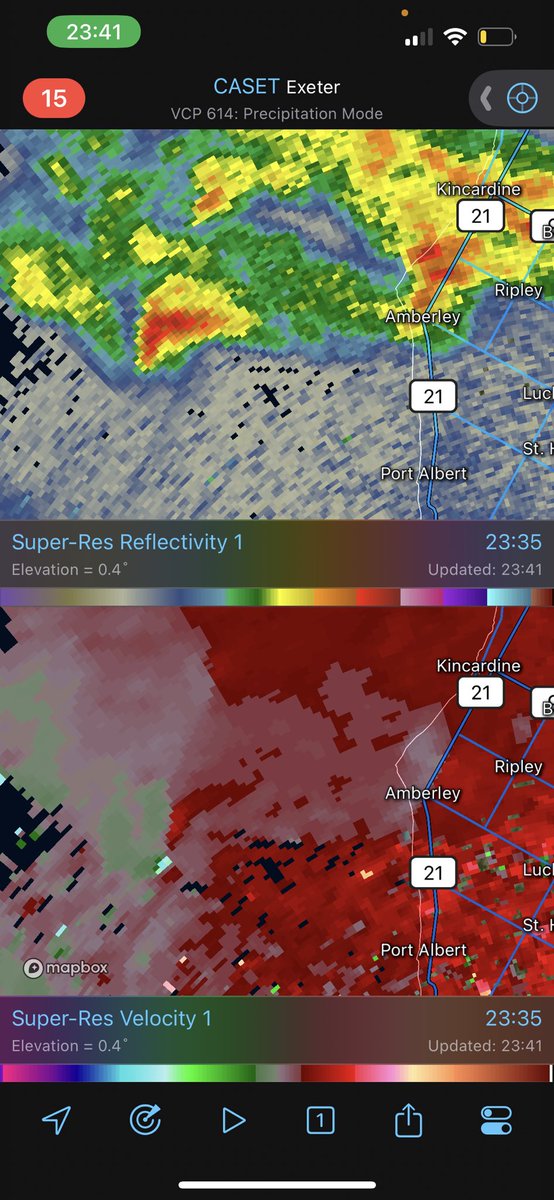 Can't tell if this cell is rotating or not, velocity and overall shape has been consistent over the lake #onwx #onstorm