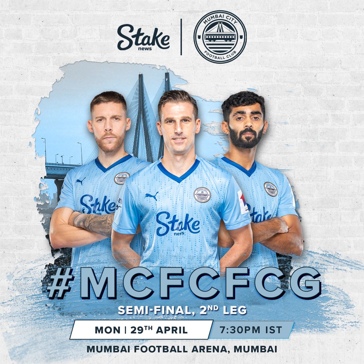 stakenewsindia's tweet photo. The Men from Mumbai are gunning to enter their 2nd #ISL Final 😎
Be it at #TheArena or in front of your TVs, shower support on #TheIslanders wholeheartedly! 🩵
#MCFCFCG #AamchiCity #MCFCxStakeNews #MumbaiCity #ISLSemiFinal #IndianSuperLeague #ISL #ISL10 https://t.co/P06gbUJfKd