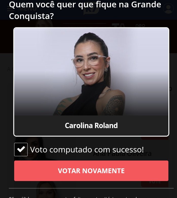 QGFollowTrick's tweet photo. @carolinarolandd Votando #FicaCarolina #AGrandeConquista https://t.co/bYca6Ky3yx