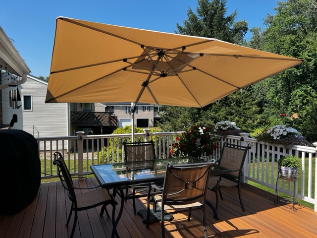Say goodbye to the heat and dance with the sun! Patio umbrella, offering you a cool sanctuary! 
#patiolife #Patioumbrella #outdoorLighting #Outdoorentertaining #outdoorliving #relaxationStation #sunprotection