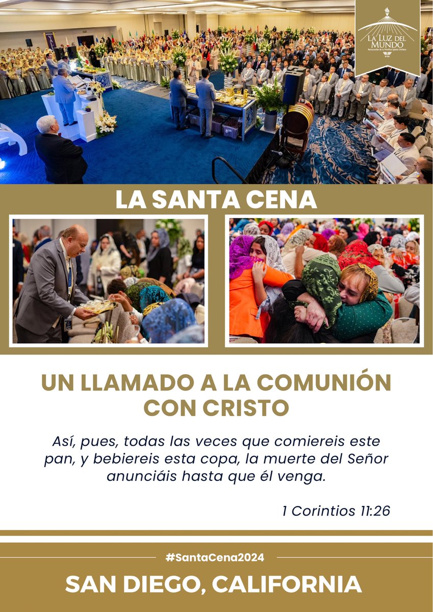 iglesialldm's tweet photo. Santa Cena 2024 | San Diego, California 

UN LLAMADO A LA COMUNIÓN CON CRISTO 

#SantaCena2024 | #ElAmorNosUne | #SiempreUnidos https://t.co/SAPvlKz7b3