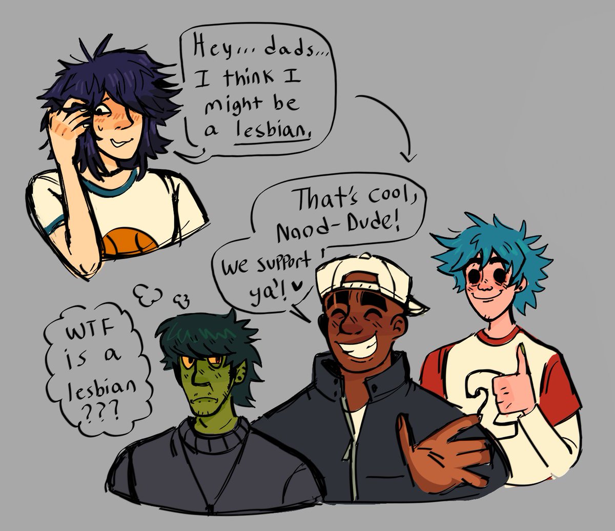 noodle coming out to her three fathers
#gorillaz