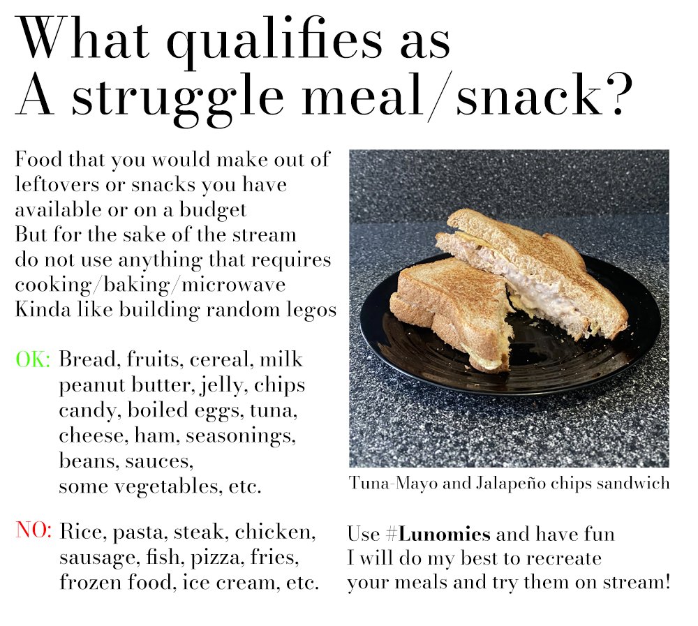 Rating Lunarist's struggle meals/snacks!
(And actually trying them)
Please make sure to read and have fun submitting😊
Deadline: Thursday May 2nd EDT (Friday JST)

If you have any questions, ask me under the comments here! excited to see interesting creations✨