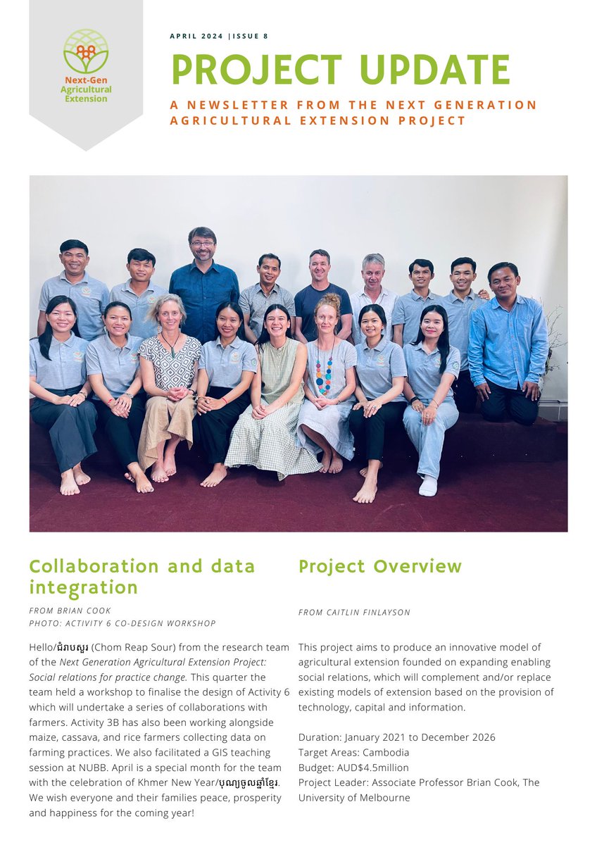The most recent edition of our newsletter is out now! 📬 Check out stories covering Activity 6 co-design, field logbooks &amp; farmer expert groups, and visualising data with GIS. Explore more via the link. #ACIAR <a href="/UniMelb/">University of Melbourne</a> <a href="/UniCanberra/">University of Canberra</a> <a href="/Macquarie_Uni/">Macquarie University</a> buff.ly/3Jb4v6C
