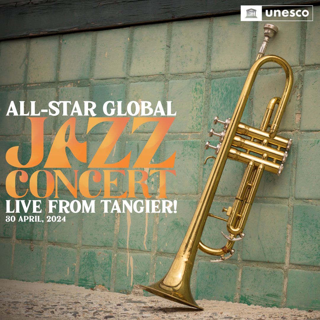 On International #JazzDay 2024, experience the vibrant fusion of African rhythms and Jazz in Tangier, Morocco! 🎷🎵 Can't make it in person? Don't miss out! Tune in for the live streaming of this all-star global concert on 30 April at 23:00 GMT+1! youtube.com/watch?v=V7YcX8…