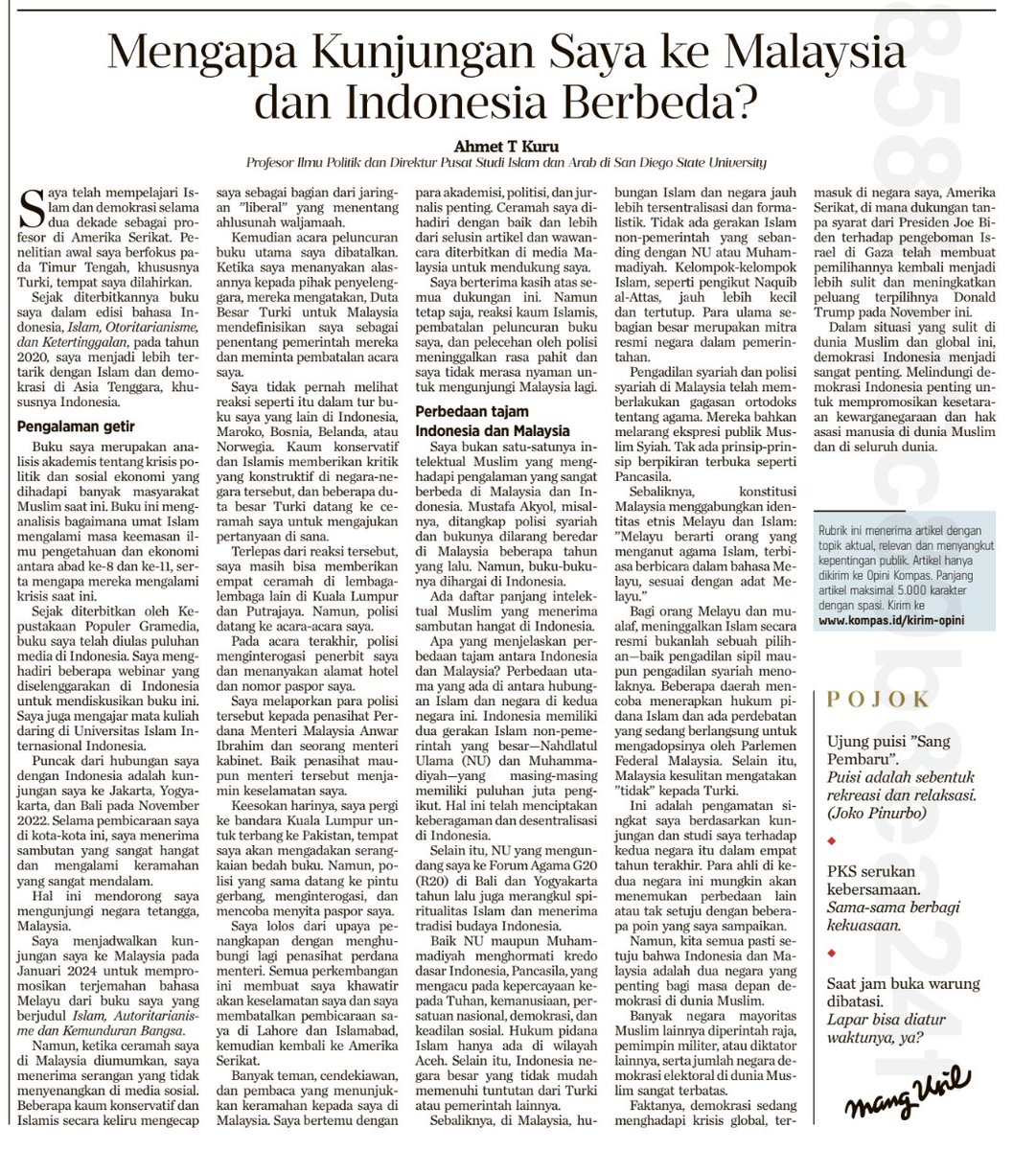 My analysis on Indonesia's leading newspaper <a href="/hariankompas/">Harian Kompas</a>
"Why Were My Malaysia and Indonesia Visits Different?"
I compare them regarding ulema-state relations, sharia, nationalist ideology, and foreign policy:
kompas.id/baca/opini/202…
Thanks editor <a href="/ninuk_pambudy/">ninuk pambudy</a>