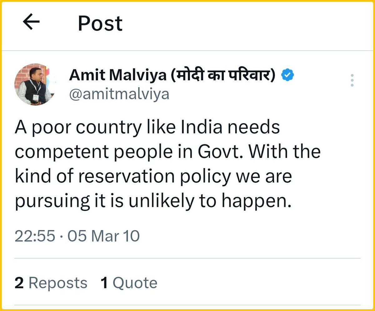 Edit Malviya spent the entire night deleting his many tweets against reservation. 😄