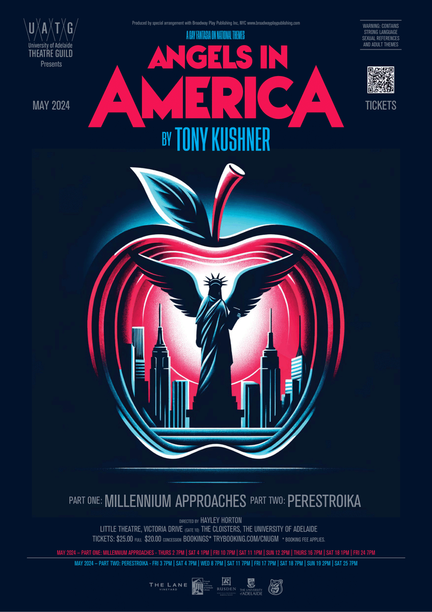 THIS WEEK. Angels in America soaring into Adelaide.
Tickets flying away. Don't miss out.
trybooking.com/CNUGM