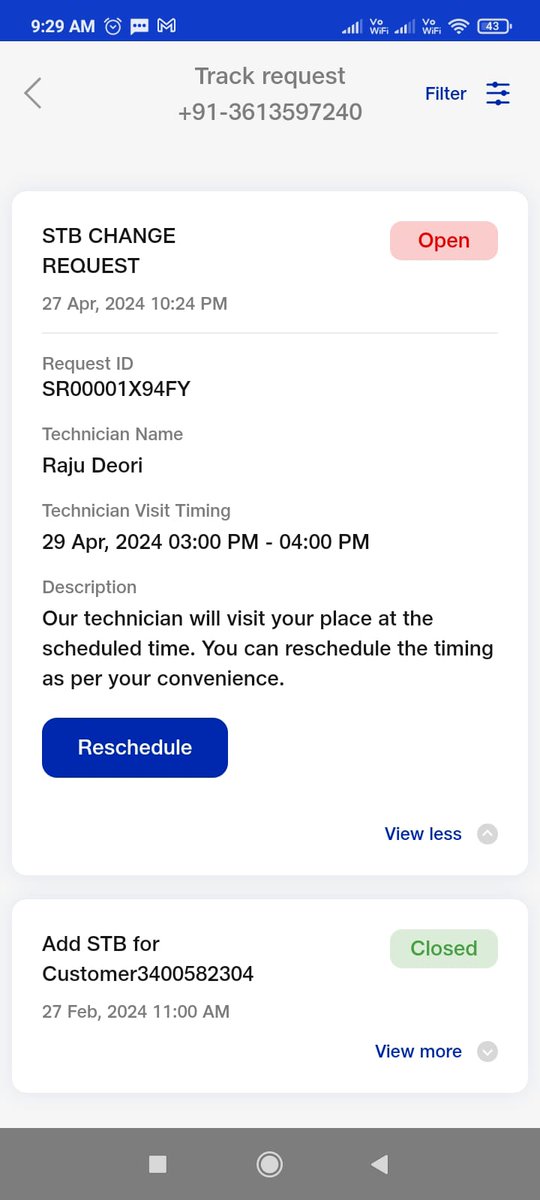 This is how you treat your customer? We have been following this up for the last 2 days. You are changing the engineer visit time again & again without customers consent, bull shit service @JioCare @reliancejio @airtelindia service much better