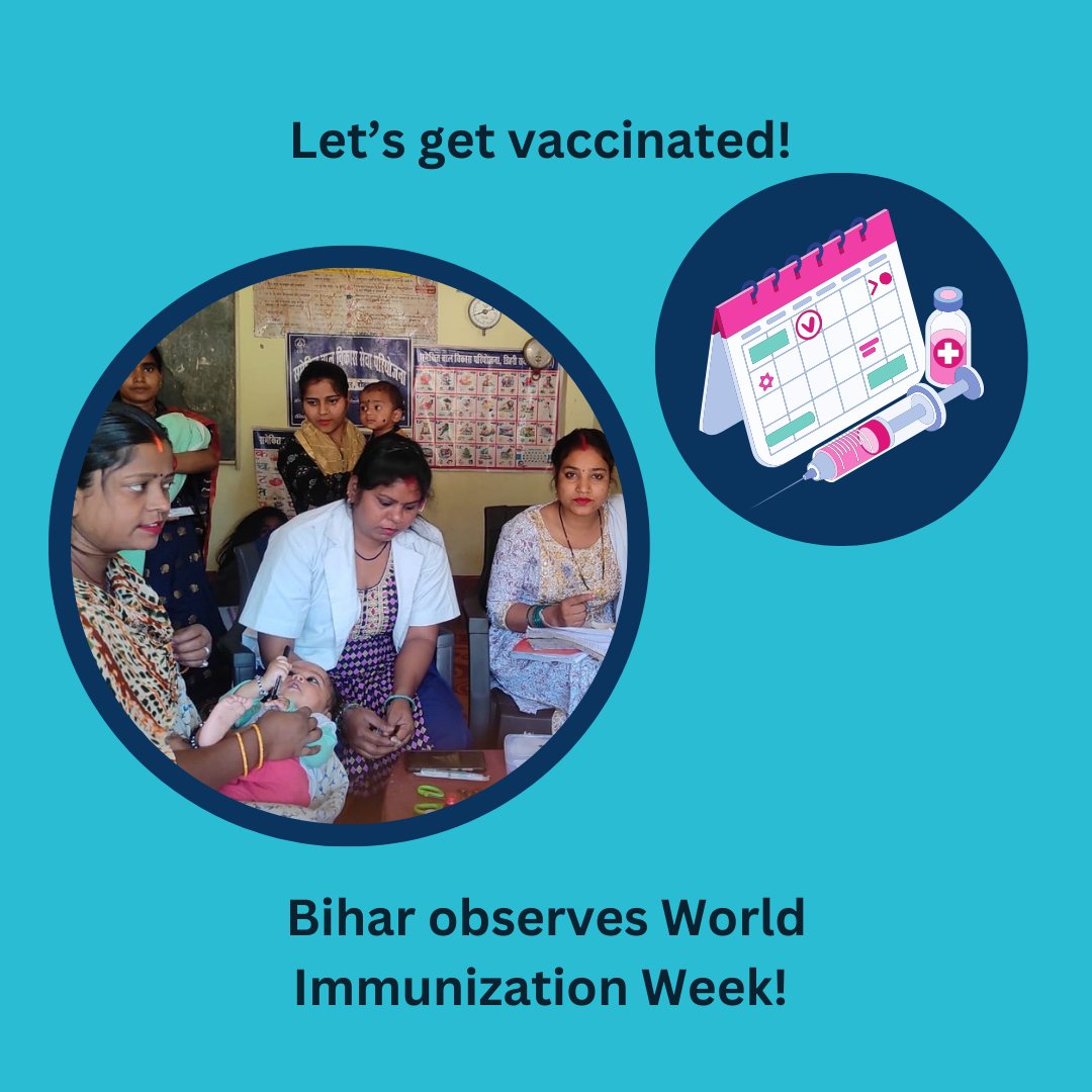 Bihar observes #World_Immunization_Week, advocating for universal access to vaccines and ensuring healthier communities for generations to come. #VaccinesWork 💉#WorldImmunizationWeek @A_ArogyaMandir @MoHFW_INDIA @BiharHealthDept @SHSBihar @AjayShahiDr @BMGFIndia