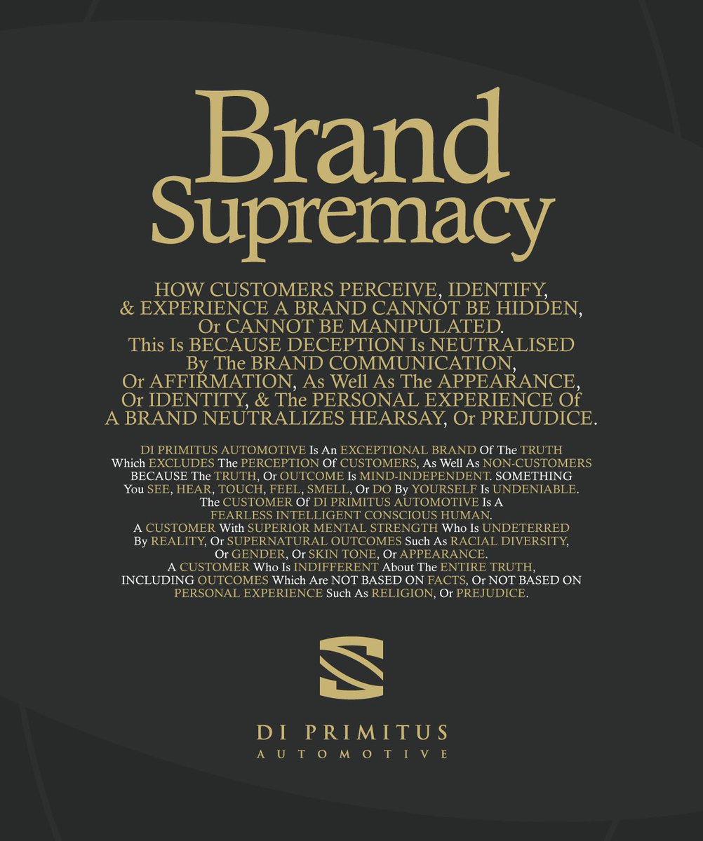 THE #TARGET, OR #CUSTOMER OF DI PRIMITUS #AUTOMOTIVE, & #BRAND #SUPREMACY
#Truth #Fearless #Identity #Ego #Personality #Business #Company #Innovation #RacialDiversity #GOD #Conscious #Values #Choice #Psychology #Warfare #Knowledge #Logic #Intelligence #GlobalBrain #ANGELOFLIGHT