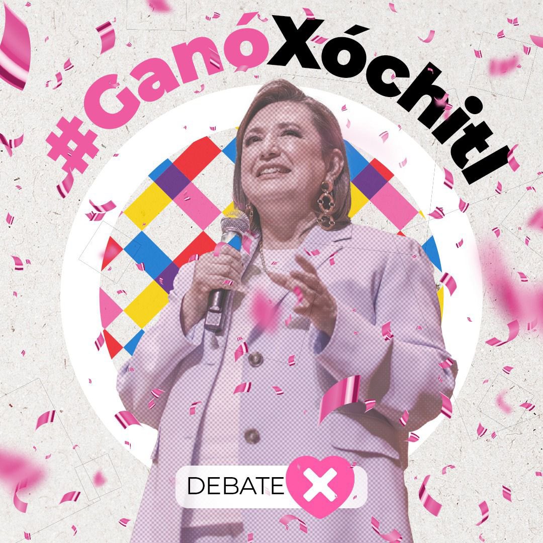 Ganamos el debate!!! Con el triunfo de nuestra candidata @XochitlGalvez, gana México 🤞🏼 #GanaXóchitl #Xóchitl2024 #XóchitlPresidenta