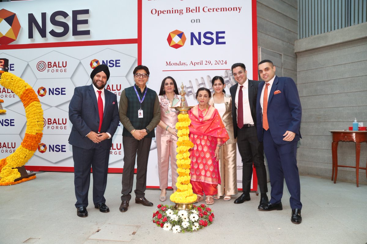Congratulations to “Balu Forge Industries Limited' on getting listed on NSE today. Balu Forge Industries Limited is a manufacturer and supplier of finished and semi-finished forged crankshafts and precision engineering components. #NSEIndia #listing #IPO #StockMarket…