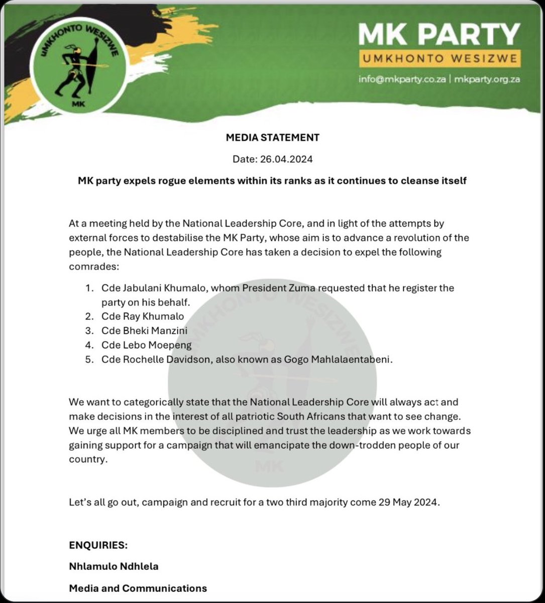 theuprising_za's tweet photo. [The Perspective]

The political scene is on fire njengamanje ahead of ukhetho (that is) set to take place ngomhlaka 29 May. One hot topic is the expulsion of abaholi abawu-5 including uJabulani Khumalo from the MK.
What's your take on this?

#ThePerspective
#GagasiFM https://t.co/HHyIZcuZZC