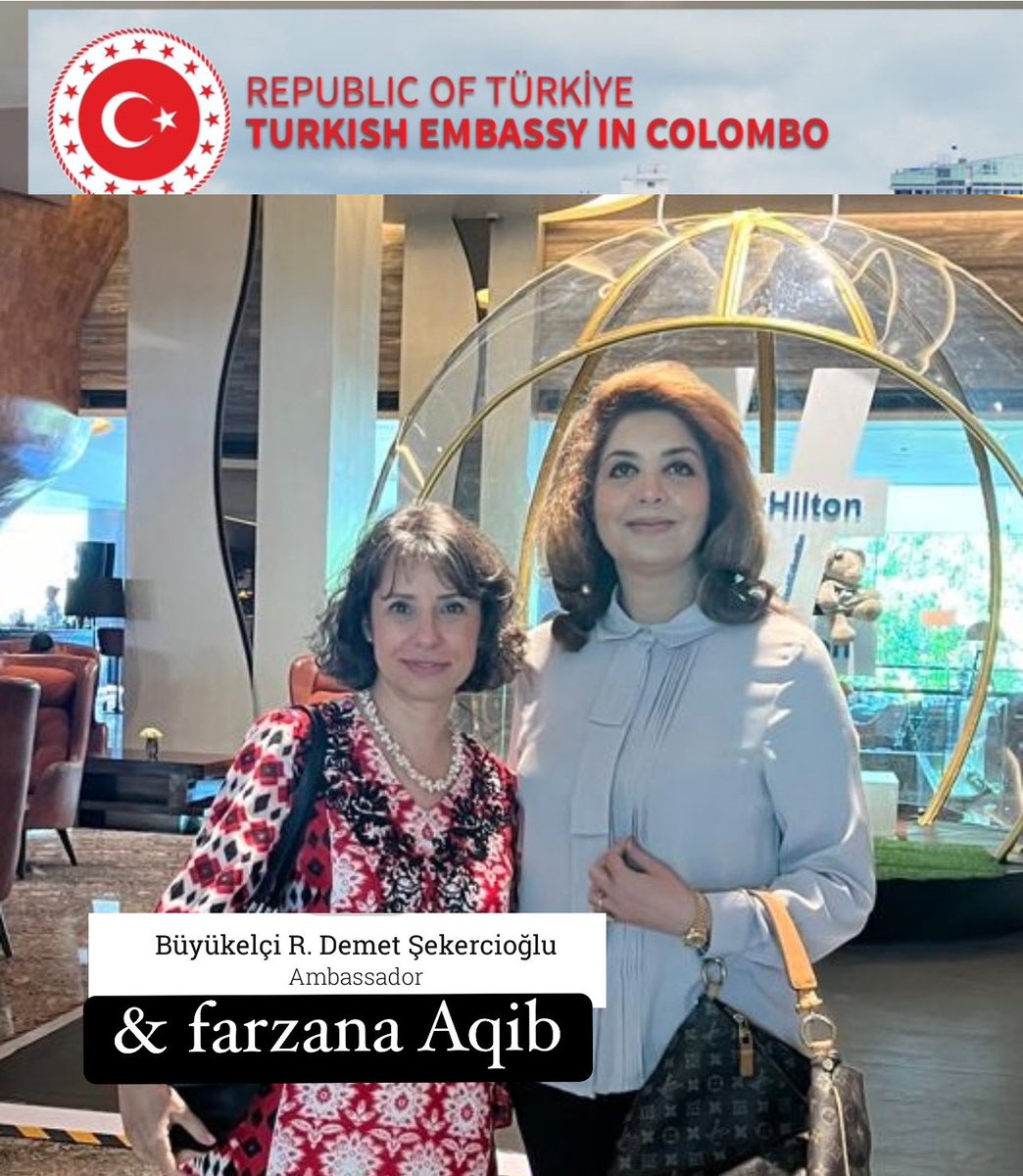 The world leading English poetess farzana Aqib met the Turkish Ambassador R.Damet Sekercioglu on an exclusive Luncheon, here in Colombo, HE major General Faheem ul Aziz and Deputy Wajid Hussain ambassadors of Pakistan were also present at the luncheon meeting .