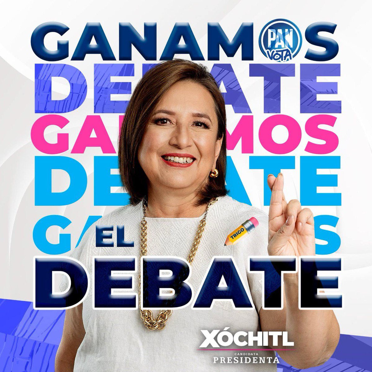 ¡Ganamos el debate y ganaremos el 2 de junio!
@XochitlGalvez demostró una vez más que será la siguiente presidenta de México.

¡Vamos con todo, con #Xóchitl2024!