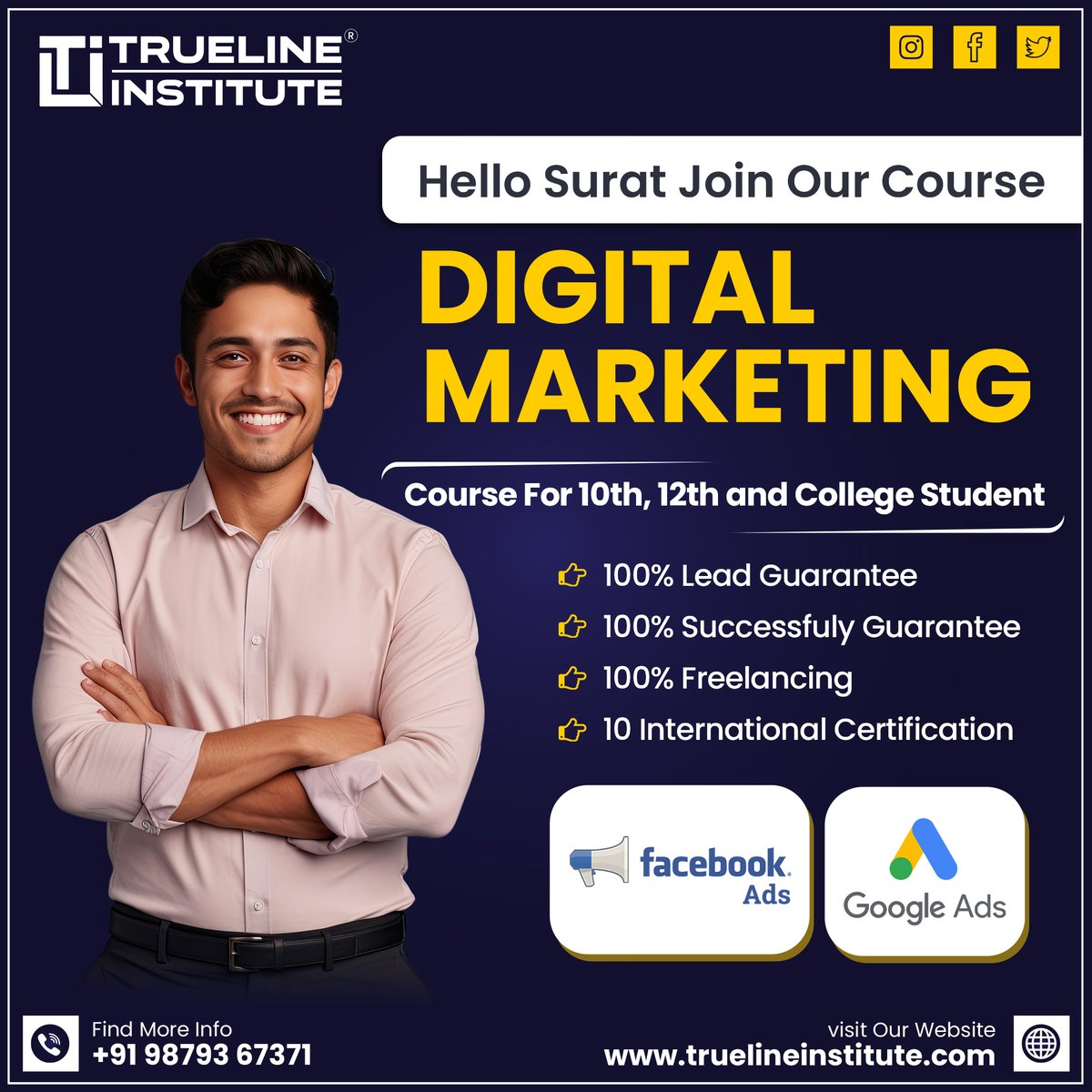 📢 Hello Surat Join Our Course Digital Marketing | Trueline Institute
☎️ +91 98793 67371
🌐truelineinstitute.com
📧truelineinstitute@gmail.com
#truelineinstitute #institute #itcourses #onlinemarketing #digitalstrategy #socialmediamarketing #contentmarketing #emailmarketing
