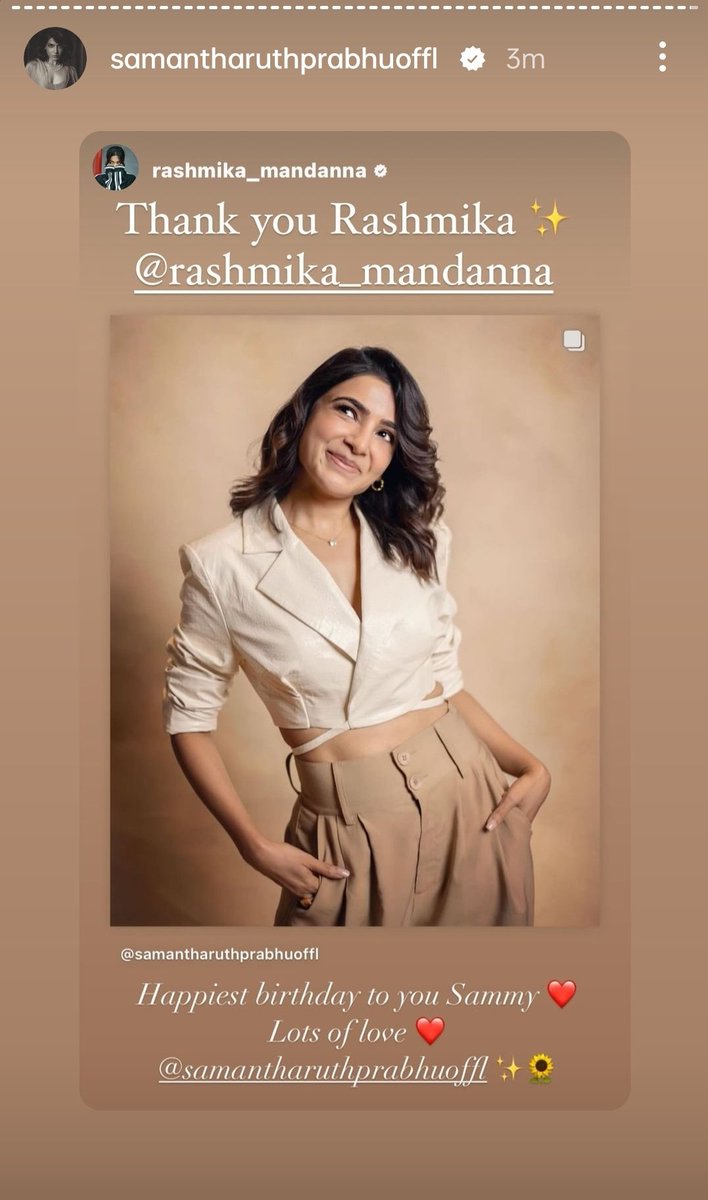 @upasanakonidela True fan girl rash who never misses a year without wishing @iamRashmika
#SamanthaRuthPrabhu #Bangaram