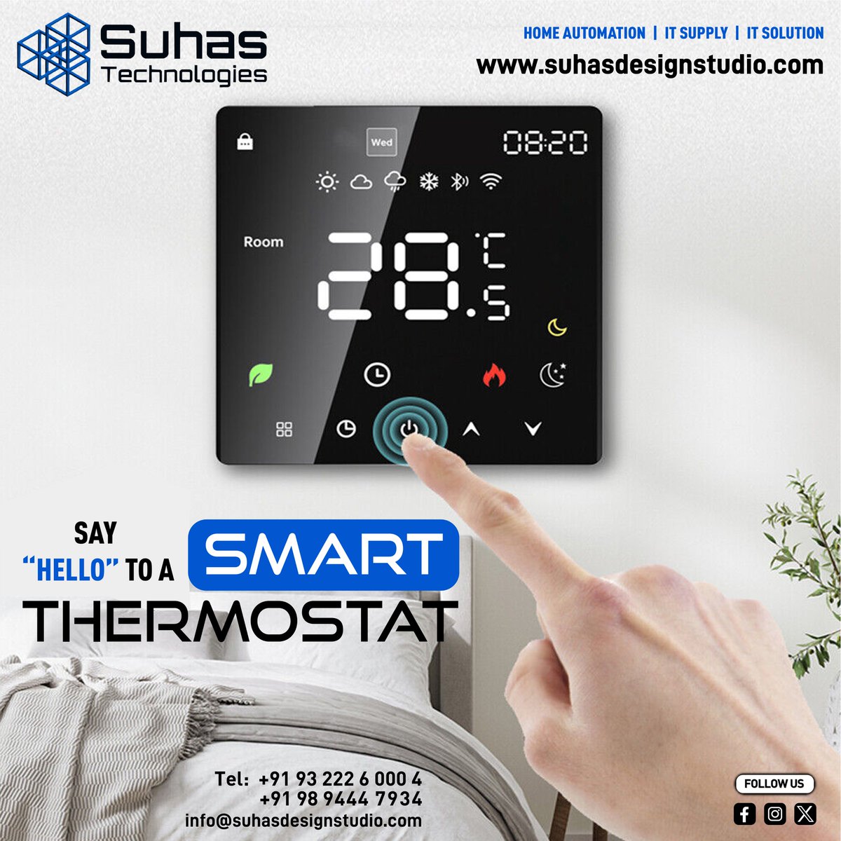 Modern #smartthermostat services are provided by Suhas Technologies, changing #comfort in homes!

Visit suhasdesignstudio.com

#SmartThermostats #Temperature #SmartHome #Automation #Convenience #SmartDoors #DoorLocks #Innovation #SuhasTechnologies #TechSavvy #HomeAutomation