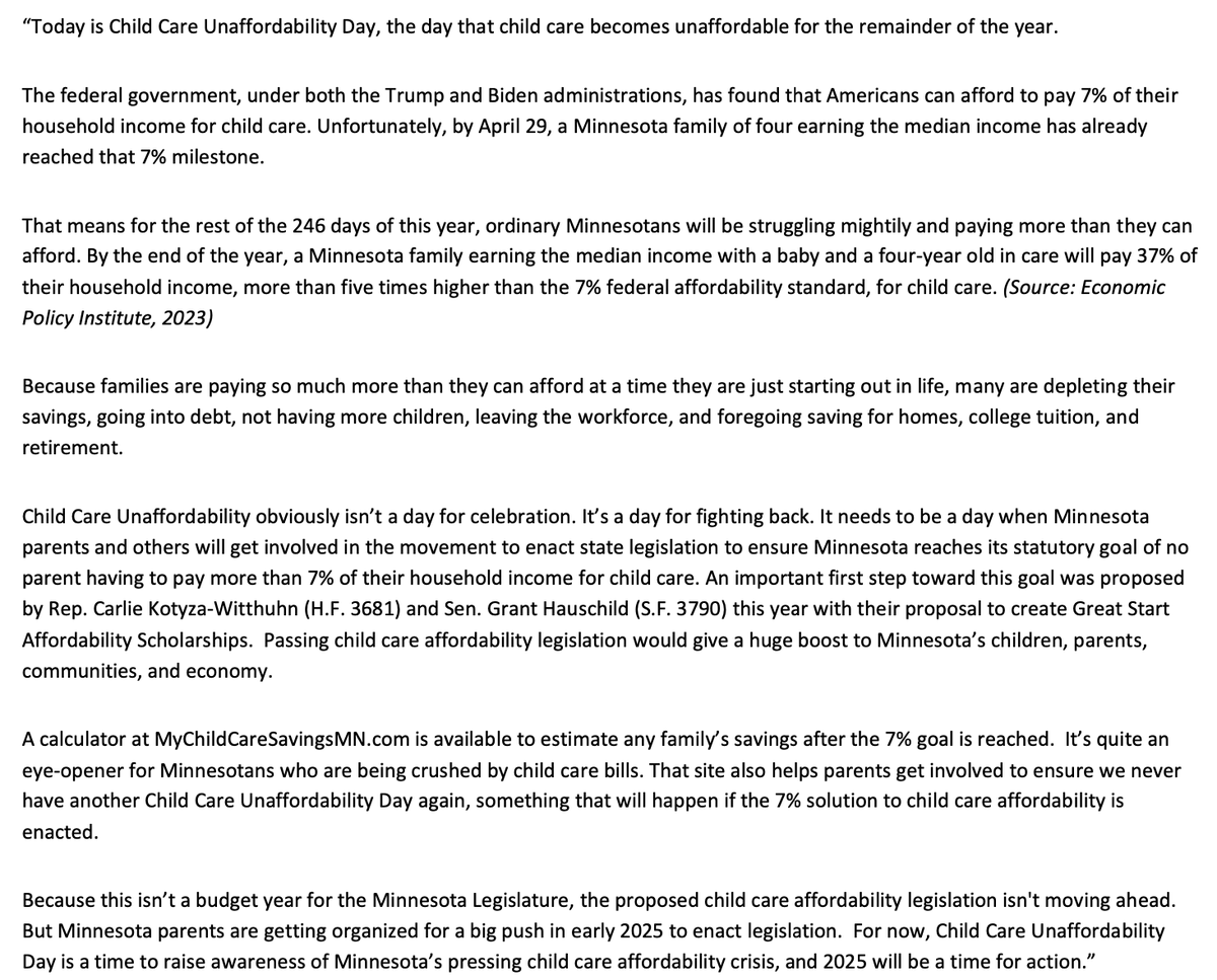 MN Parents for Affordable Child Care tweet media