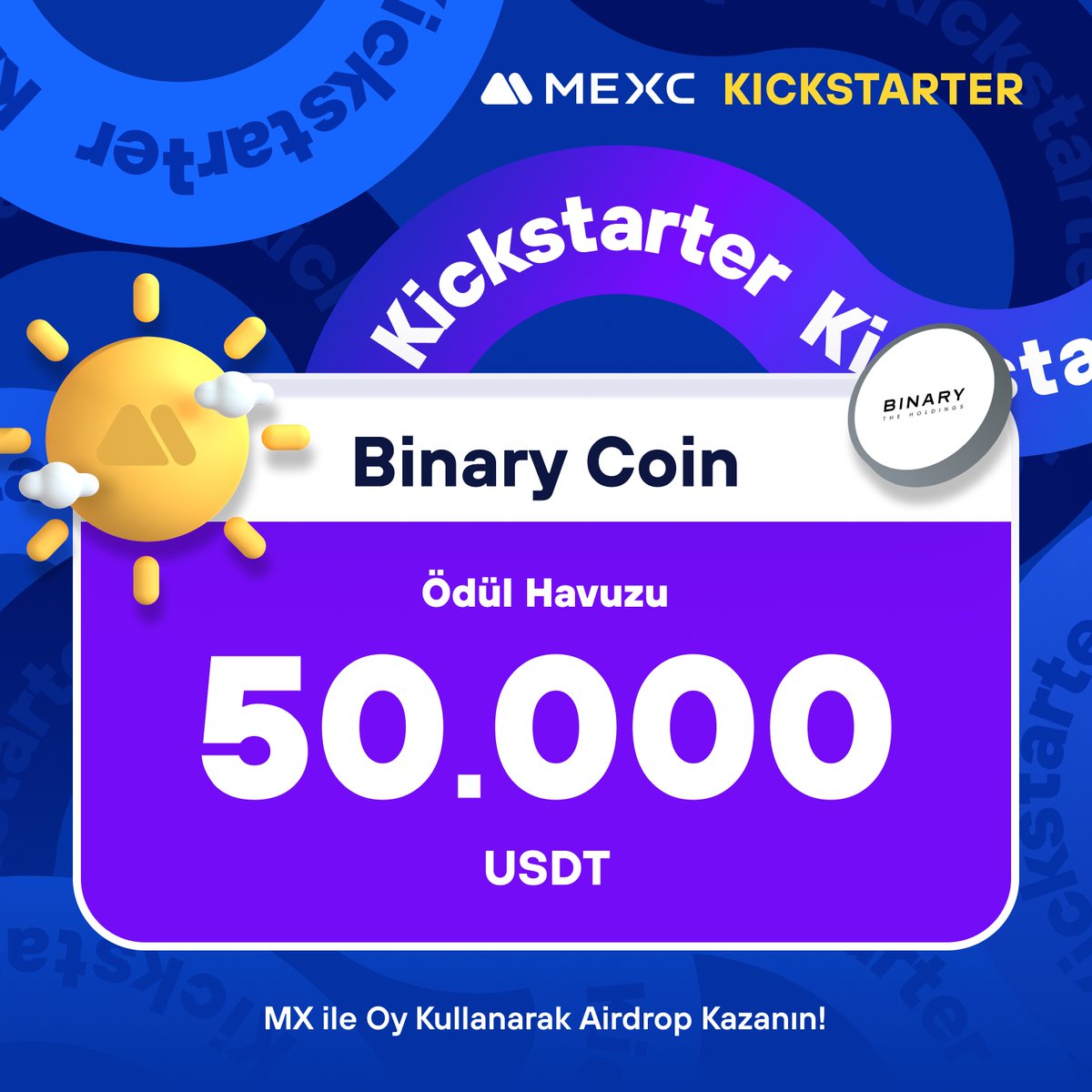 🚀 #MEXCKickstarter - @thebinaryhldgs $BNRY Projesi için Oy Kullanın, 50.000 $USDT Airdrop Kazanın!

🗳️ Oylama Tarihi: 29 Nisan 2024 07.00 - 30 Nisan 2024 06.50

📌 Ayrıntılar: mexctr.info/3JFoXgm

#MEXCTürkiye #MXToken #MX #BTC
