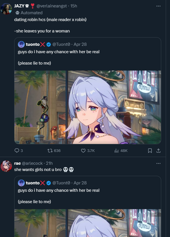 KeareShinei's tweet photo. daily reminder for how annoying yuri fans are thanks to mihoyo again https://t.co/Barlg25aH3