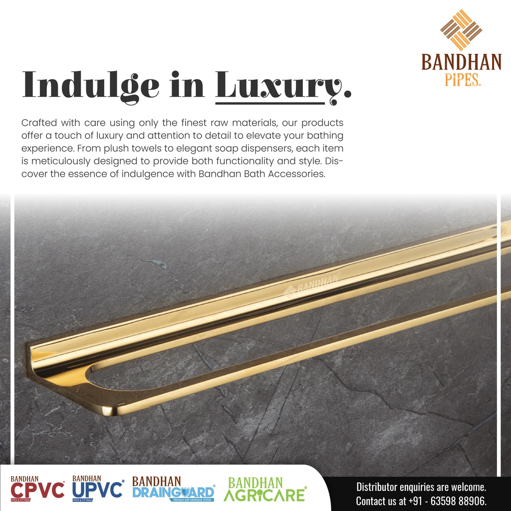 Elevate your bathroom style with Bandhan Bath Accessories' Stark Series in C.P. and PVD gold finish. Premium luxury redefined! ✨🛁 . . #bandhanpipes #drainguard #SochoBandhanPipes #pipes #plumbing #pvc #pvcpipes #industry #cpvc #upvc #swr #waterpipes #water #watersupply