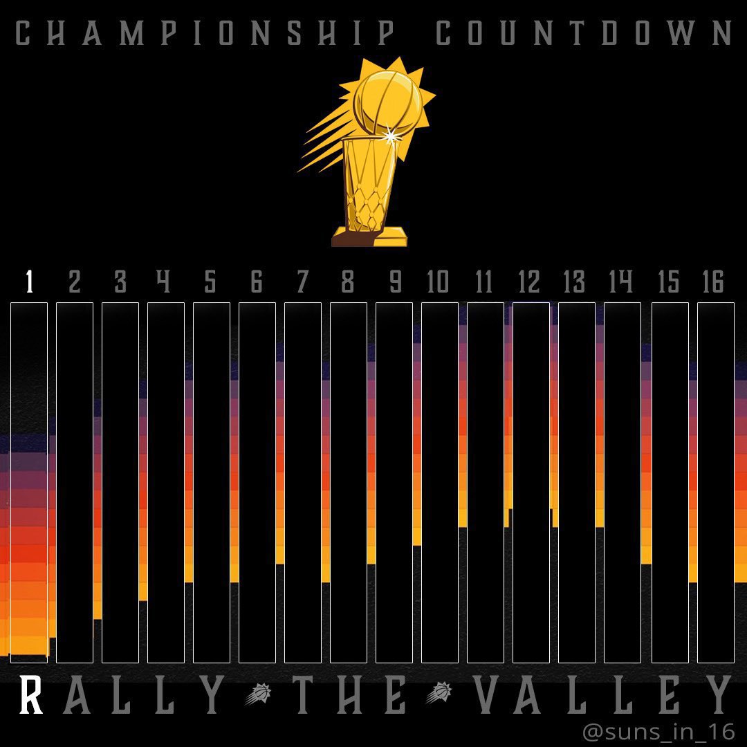 Past few years I’ve posted a Countdown as Suns aim to win 16 games and get their first championship. 

Never with this much star power did I think they wouldn’t even get one game.     Here’s the saddest graphic that couldn’t be posted this year…

#ComingInHot #RallytheValley