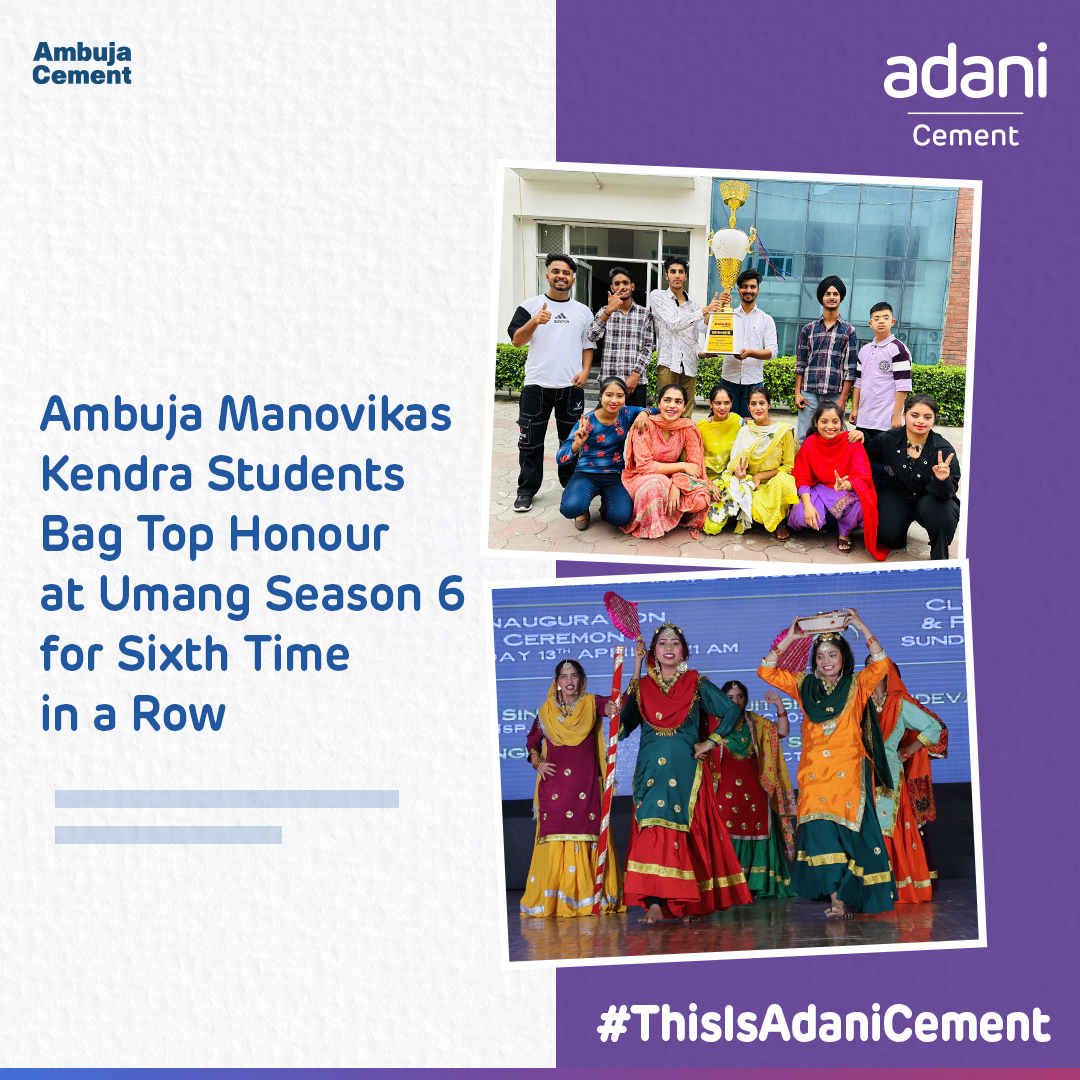 Ambuja Cements celebrates the students of Ambuja Manovikas Kendra (AMK), who have won the ‘Overall Championship Trophy’ at Umang Season 6 for the sixth time in a row #ThisIsAdaniCement #BuildingNationsWithGoodness #GrowthWithGoodness #GoodnessKiNeev #AtmanirbharBharat #ESG