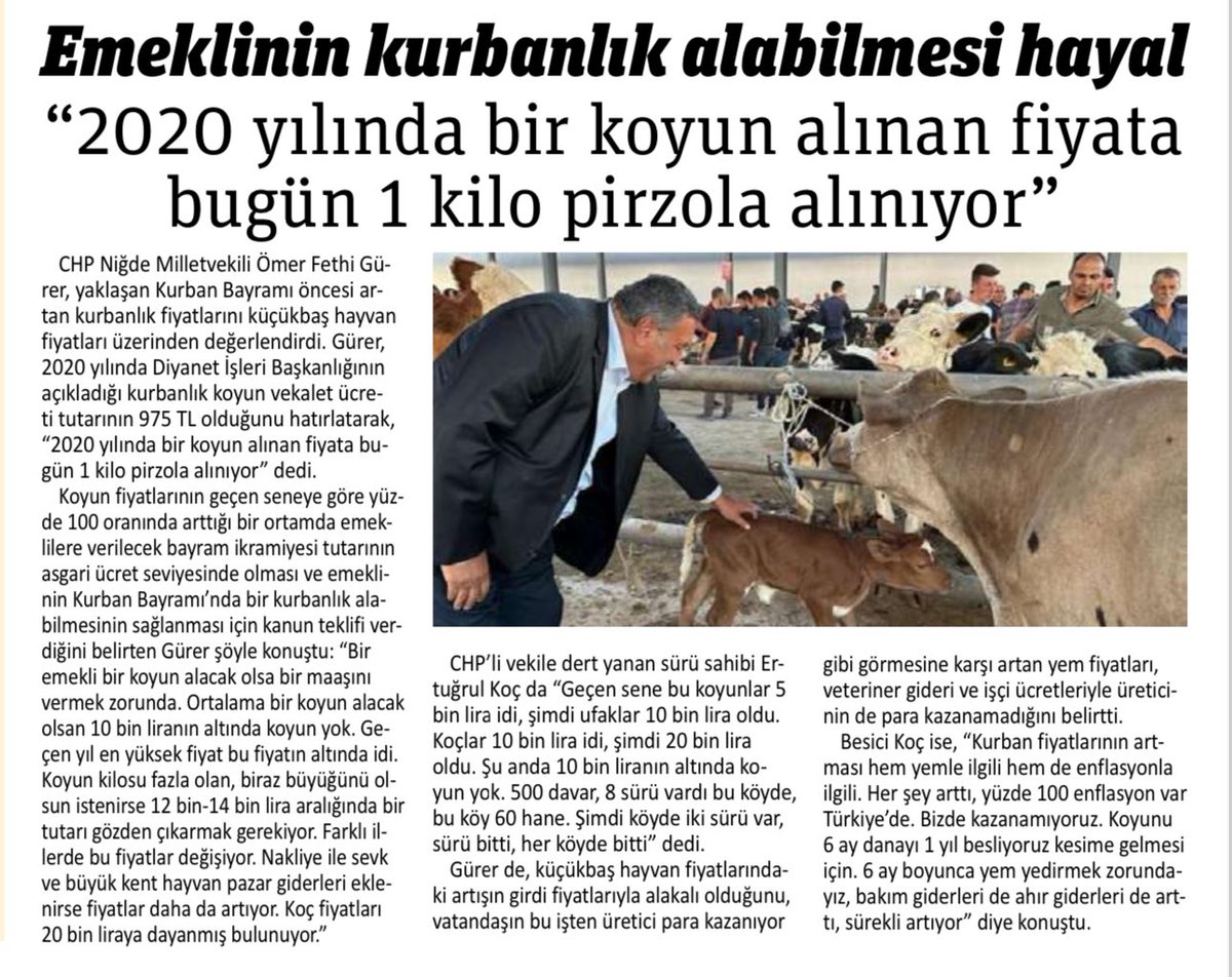 “2020 yılında bir koyun alınan fiyata bugün 1 kilo pirzola alınıyor” 29/4/24 Başlığımız #EskidenOlsa