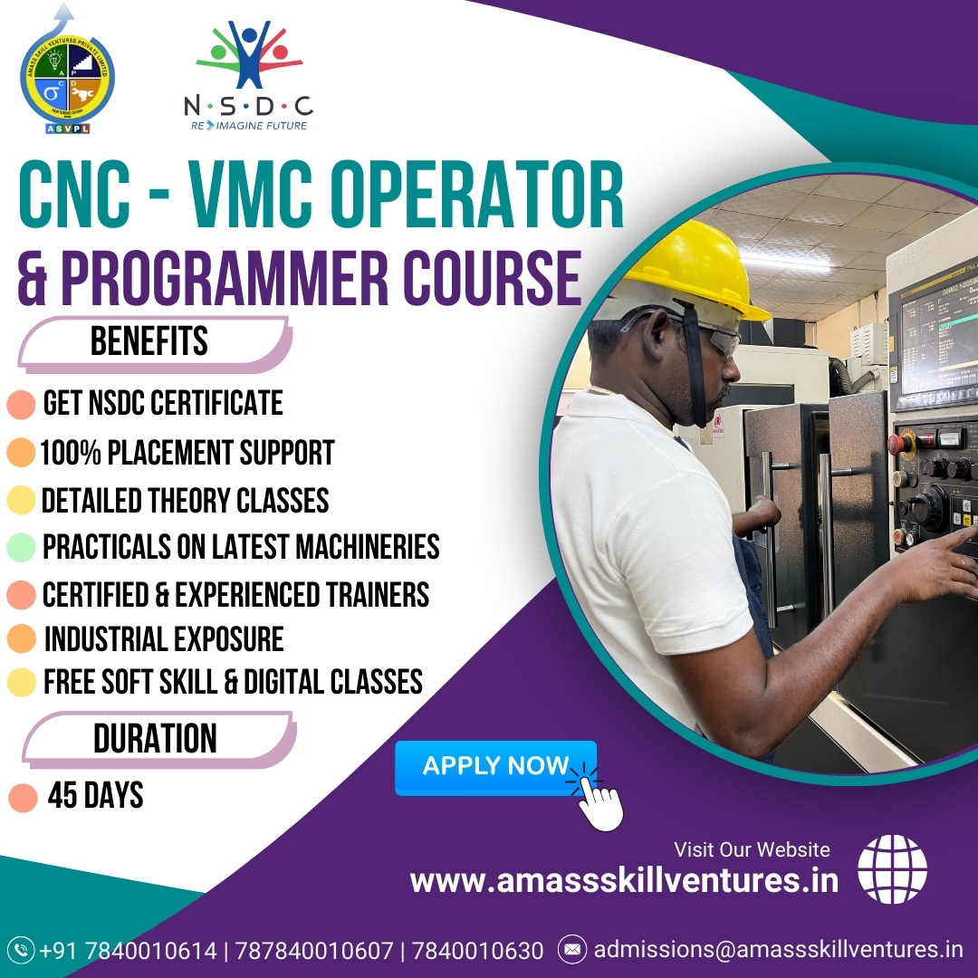 amass_skill's tweet image. Discover the path to proficiency with our CNC-VMC Programming &amp;amp; Operator Training course with NSDC Certification in Amass Skill Ventures Pvt Ltd! Acquire practical knowledge and ensure your career advancement with our exclusive 100% placement support.
#Amass #CNC #VMC #foryoupage