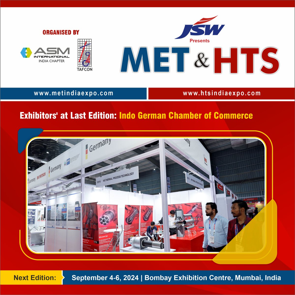 Exhibitors at Last Edition.
Next Edition - MET & HTS 2024, September 4-6, 2024 | Bombay Exhibition Centre, Mumbai, India.

#metandhts #heattreatment