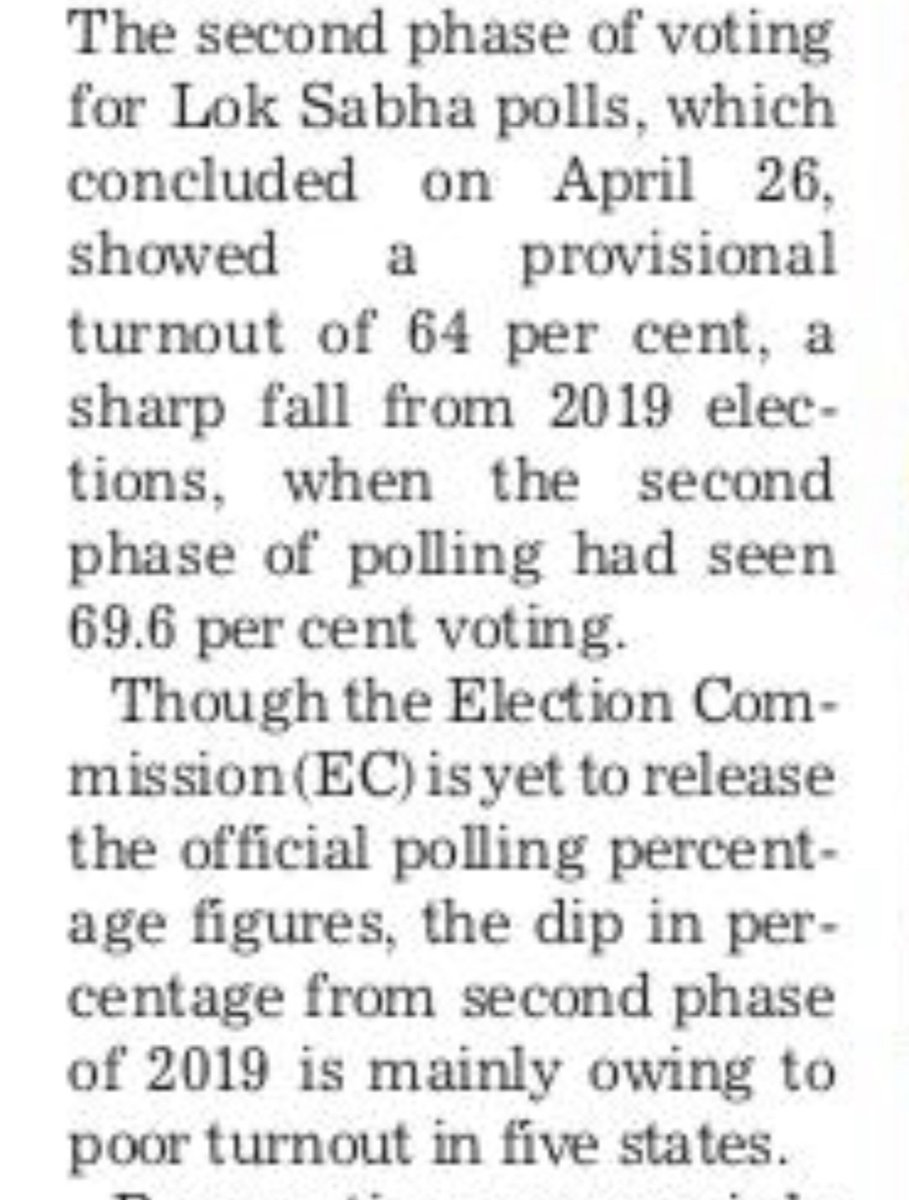 For all the vituperative nonsense from the Supreme Court, the fact is that the Election Commission has not put out the official polling percentage of the second phase of voting so far. Speed, that is supposedly the big advantage of using EVMs, right?