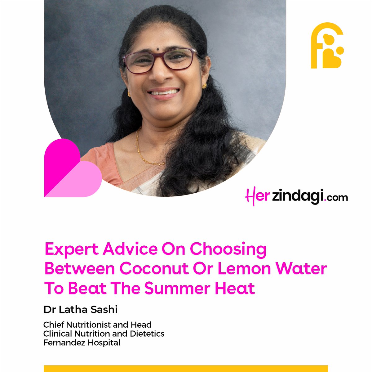fernandezhospit's tweet image. 🥥Coconut Or Lemon Water in Summers? Dr Latha Sashi Chief Nutritionist and Head of Clinical Nutrition and Dietetics tells Her Zindagi what’s the best choice to beat the heat! 🌤

Read the Full Story Here: bit.ly/CoconutVsLemon…

#SummerHydration #LemonWater #Article #Summer