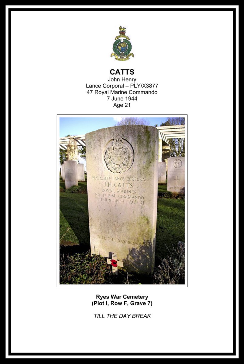 On each of the 46 days leading to #DDay80, we remember one of 46 men of 47 (Royal Marine) Commando killed, drowned or mortally wounded in their #DDay mission Operation Aubery. Today (D-38) we remember Lance Corporal John Henry CATTS of #Alderney #Channel_Islands