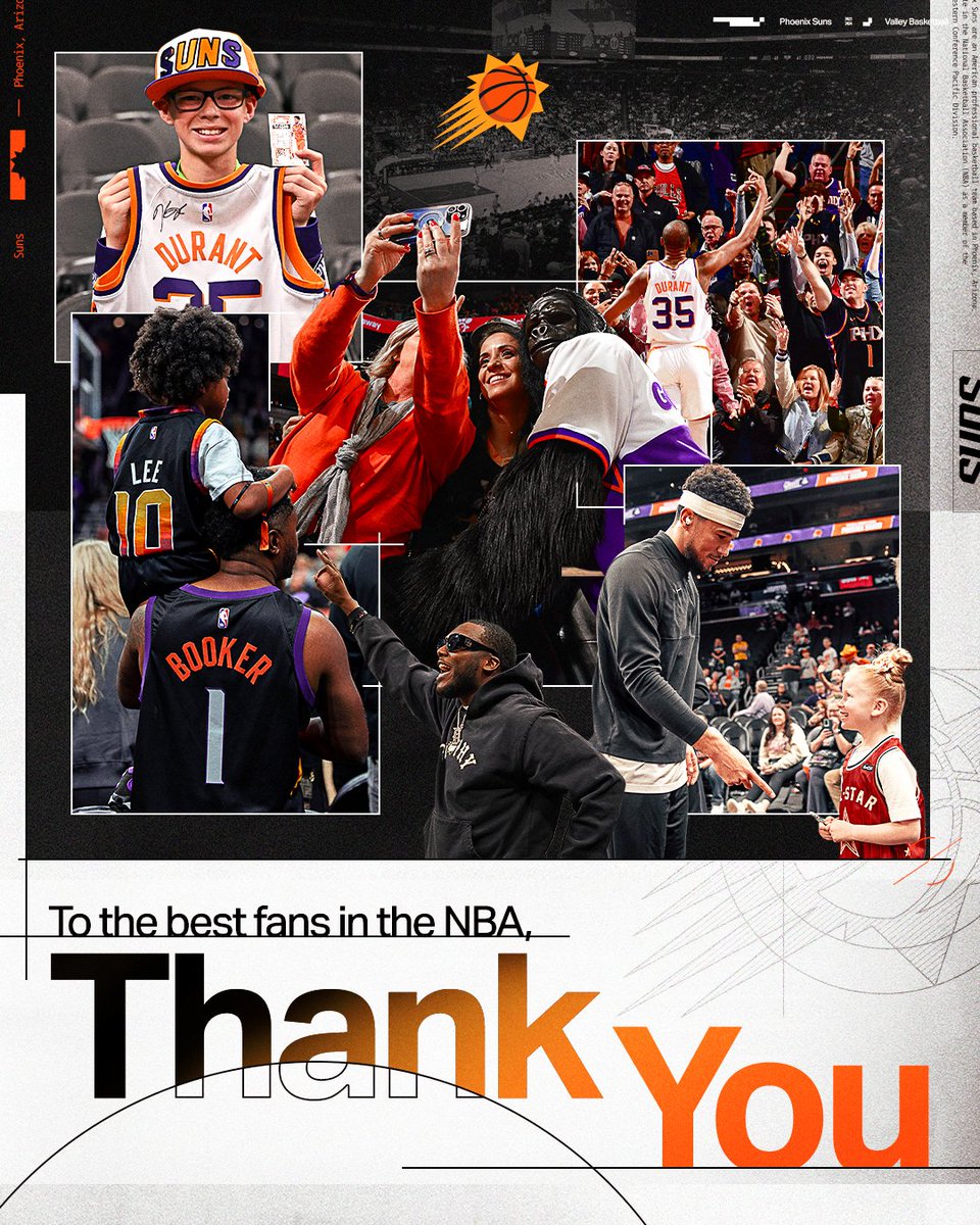 Thank you, Suns fans, for consistently bringing your energy & passion every night 💜🧡