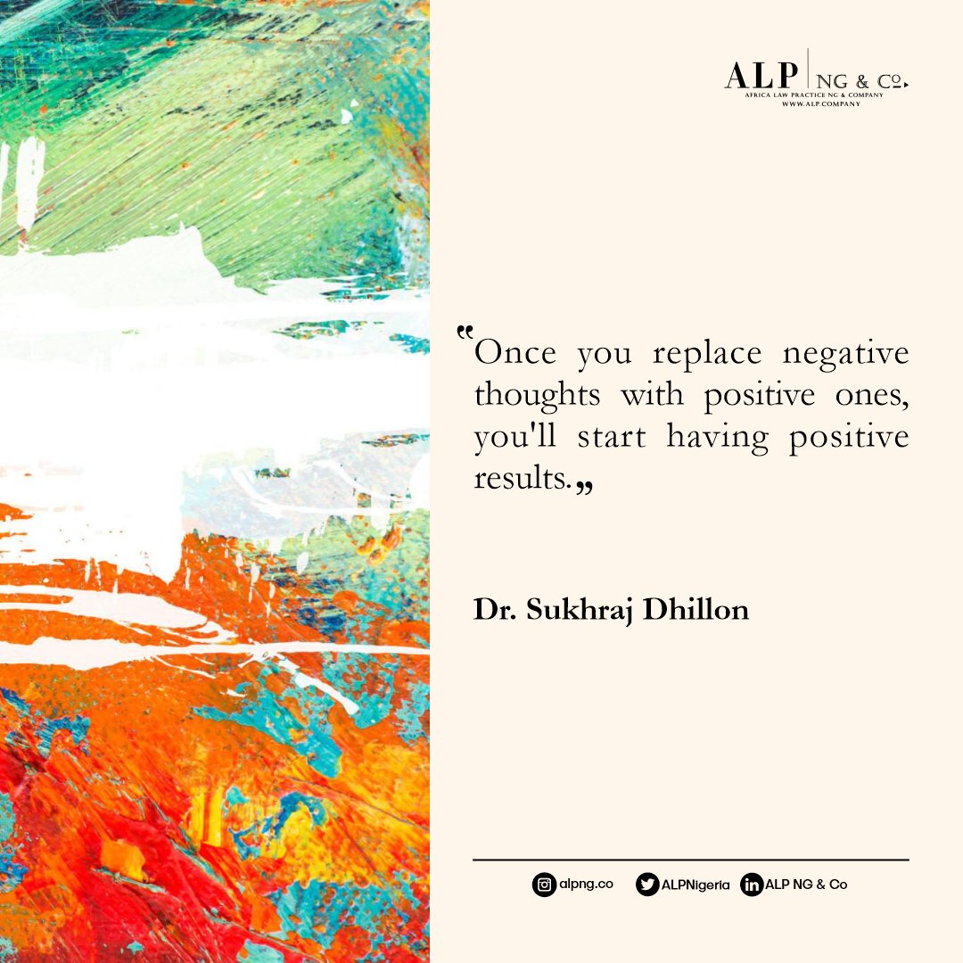 ALPNigeria's tweet photo. Think positively, Get positive results. Happy New Week!
#ALPNG #AdjustingTheSails #Confidence #Courage #PositiveMindset #PositiveThoughts #BoldWeek #Believe #NewMonth #Goals #MondayMotivation #Newweek #SuccessMindset #Onefirm #MondayQuote https://t.co/Z3SkCBCqnH