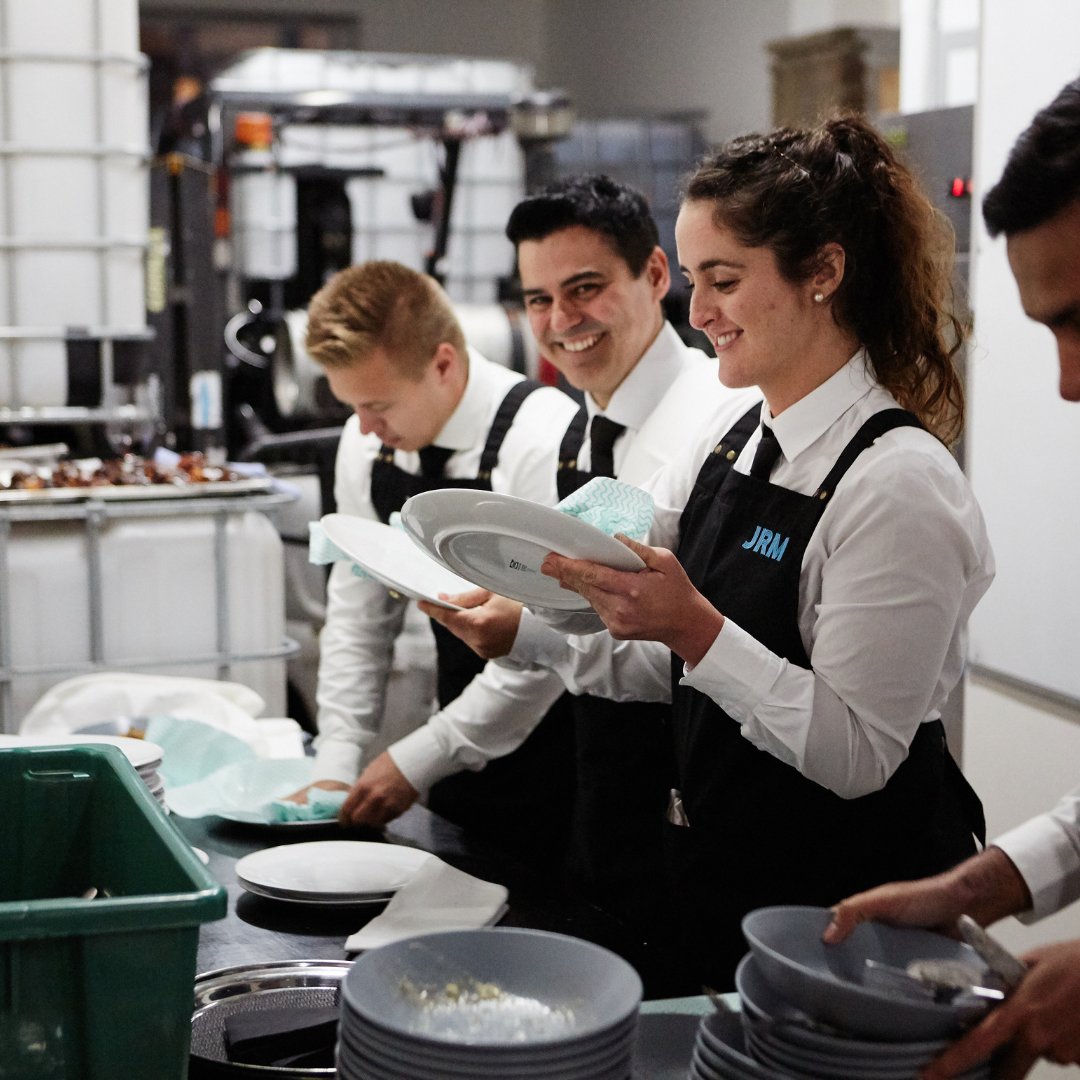 Check out the incredible JRM team in action! 💪🍽️  Here's to a team that jumps in, gets it done, and does it all with enthusiasm and joy! 🎉 

#Teamwork #CanDoAttitude #JRMTeam #SmilesAllAround #JoinJRMHospitality