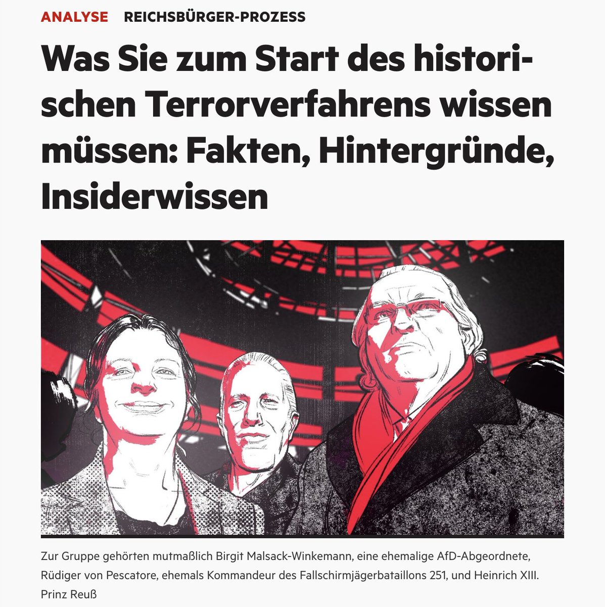 Heute beginnt in Stuttgart der schon jetzt historische Terrorprozess gegen die 'Gruppe Reuß'. Die wichtigen Fakten, Hintergründe, Insiderwissen – jetzt @sternde t1p.de/3vexo #reichsbuerger @GPSchmitz @stern_RECHERCHE @vickyisabelle_ @David36239679 @kaiserinberlin