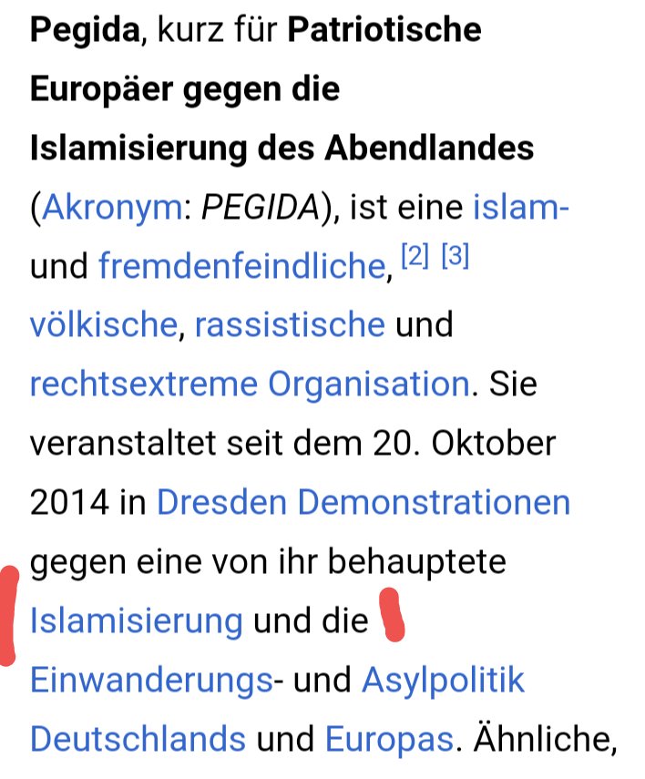 @polenz_r Pegida hat nicht für einen Umsturz demonstriert sondern gegen das, was genau jetzt in Hamburg passiert 🤷🏼.
Quelle Wikipedia.