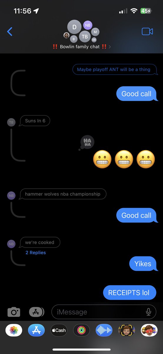 rybo_2's tweet photo. Putting the family chat on blast #WolvesInFour https://t.co/hbkRGovKSJ
