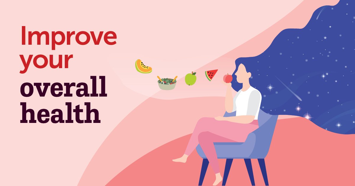 Your mood😔often affects the types of food you choose, as well as how much you eat. Improve your health by eating lots of fresh fruits🍉vegetables🥦nuts & whole grains.🍞 Find an Accredited Practising Dietitian who can give you support, or for more visit💻headtohealth.gov.au/meaningful-lif…
